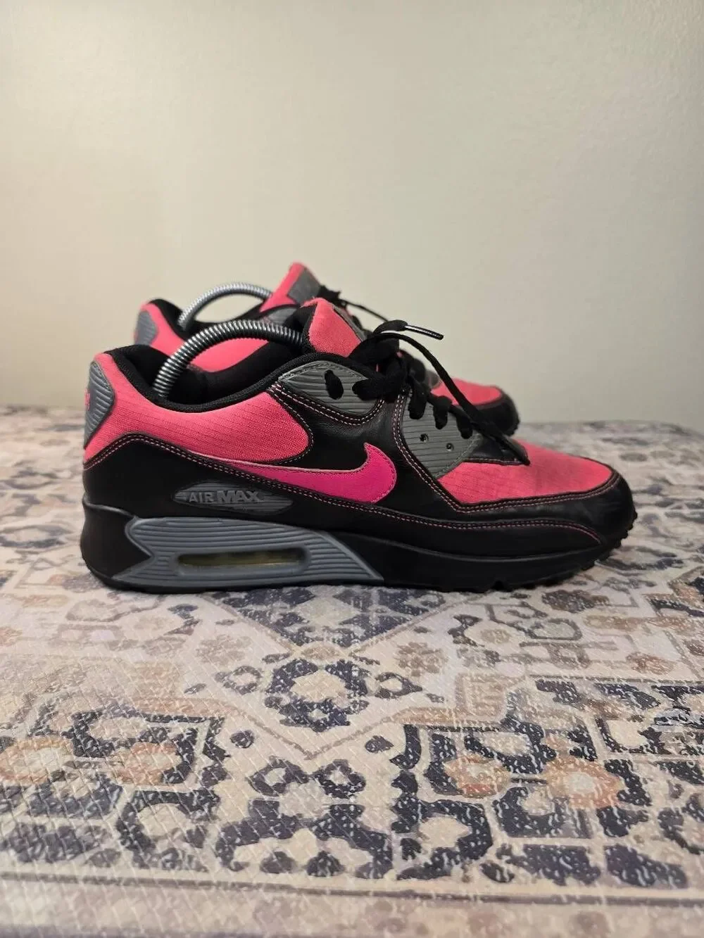 Nike Air Max 90 Nike ID Custom Black Pink 2012 Rare Men's Running Shoes Size 11